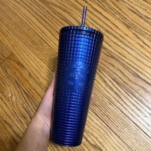 Dark purple/blue glitter textured Venti starbucks tumbler